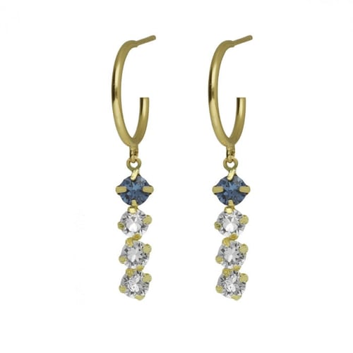 Fadhila denim blue hoop earrings in gold plating