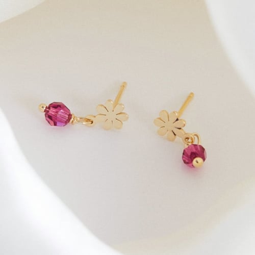 Alice flower fuchsia earrings in gold plating