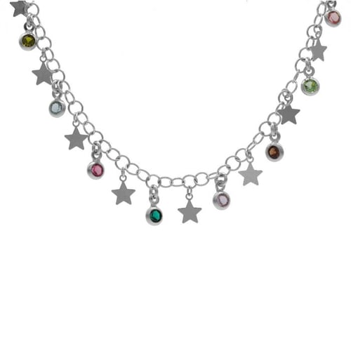 Alice motifs multicolour necklace in silver
