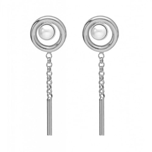 Perlite stick and pearl earrings in silver