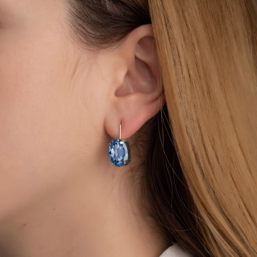 Celina oval denim blue earrings in silver