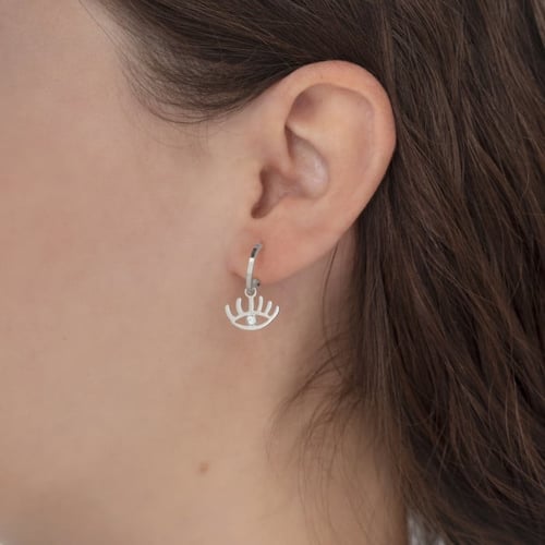 Areca eye crystal hoop earrings in silver