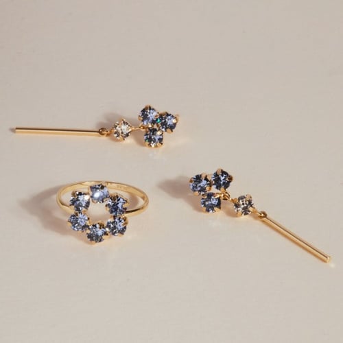 Zahara stick light sapphire earrings in gold plating