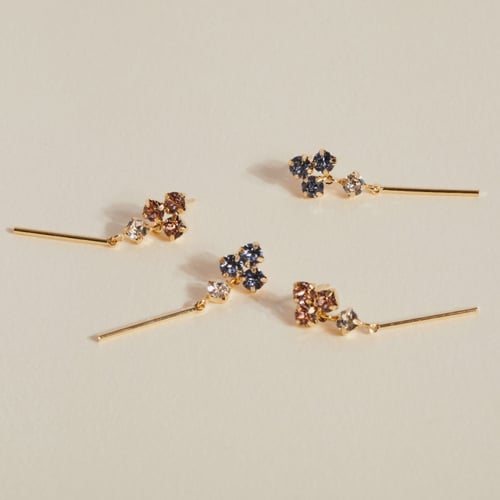 Zahara stick light sapphire earrings in gold plating