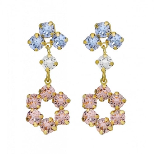 Zahara tricolor vintage rose earrings in gold plating