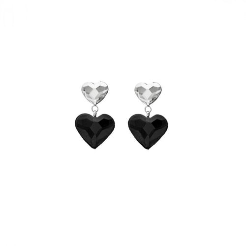 Pendientes pequeños corazón negro elaborados en plata