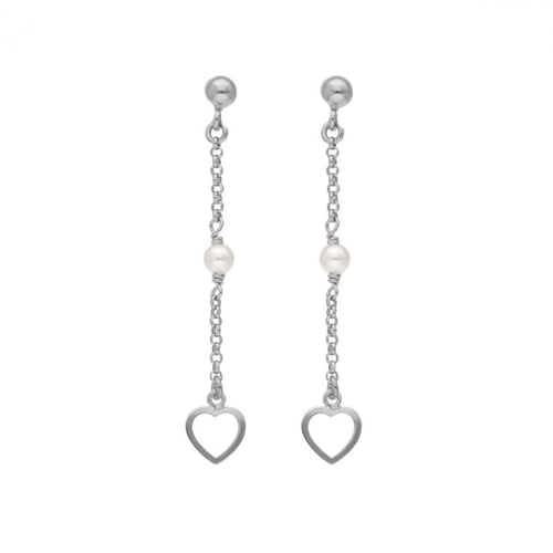 Me Enamora pearl chain earrings in silver