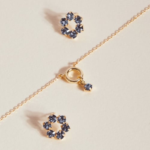 Zahara circle light sapphire necklace in gold plating