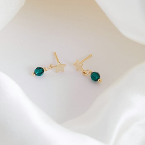 Alice star emerald earrings in gold plating