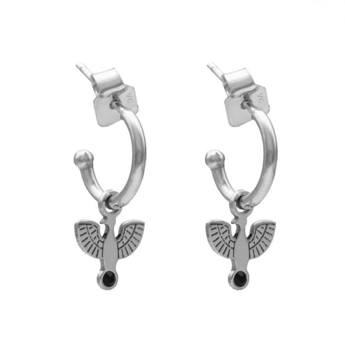 Charming eagle jet earrings in silver