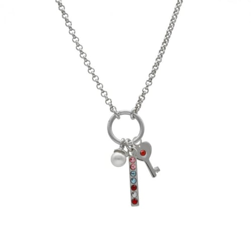 Charming motifs + key siam necklace in silver
