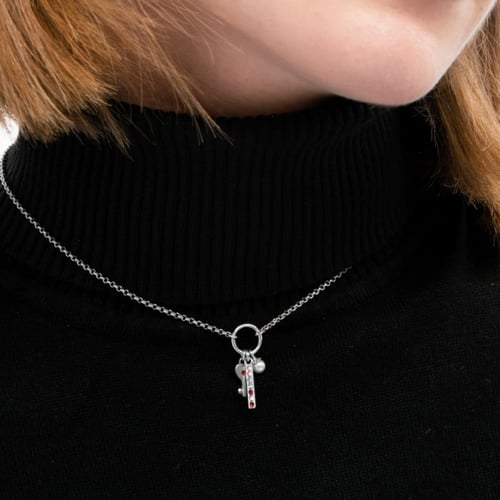 Charming motifs + key siam necklace in silver