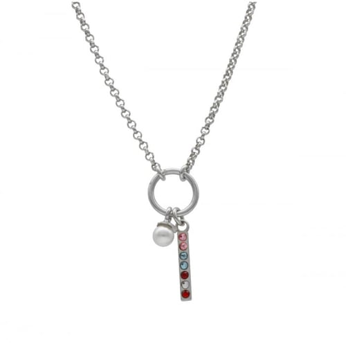 Charming motifs multicolour necklace in silver