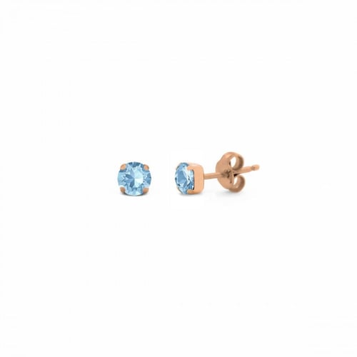 Celina round light sapphire earrings in rose gold plating