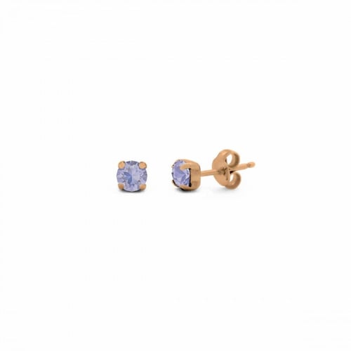 Celina round violet earrings in rose gold plating
