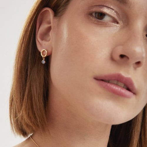 Zahara circle light sapphire earrings in gold plating