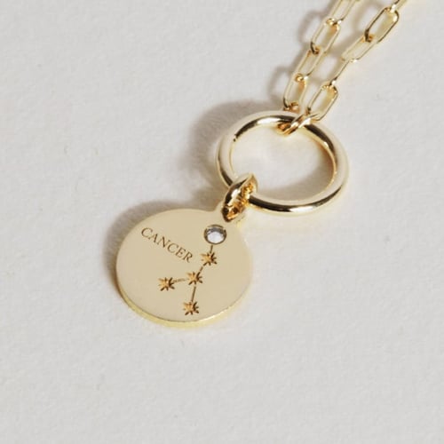 Zodiac cancer crystal necklace in gold plating