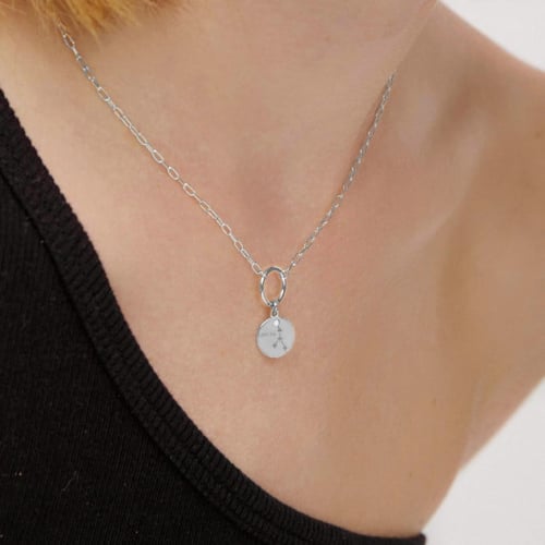 Zodiac cancer crystal necklace in silver