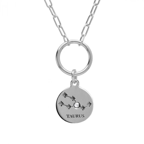 Zodiac taurus crystal necklace in silver