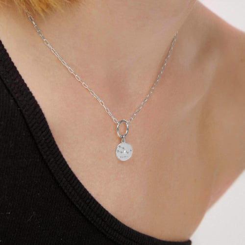 Zodiac taurus crystal necklace in silver