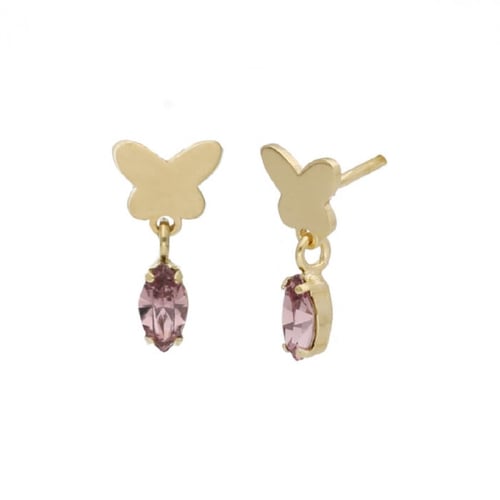 Cynthia Linet butterfly light amethyst earrings in gold plating