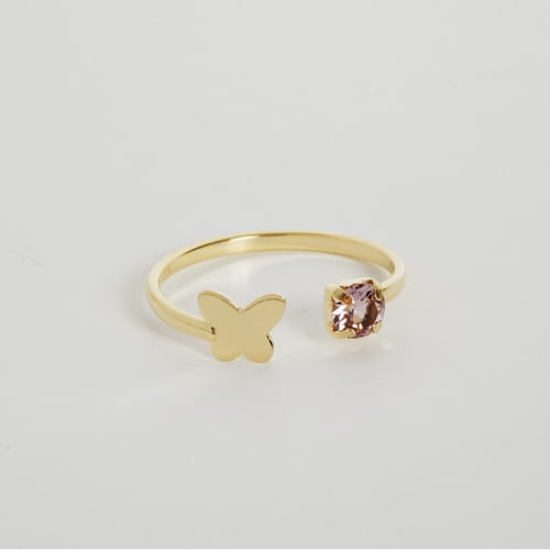 Cynthia Linet butterfly light amethyst ring in gold plating