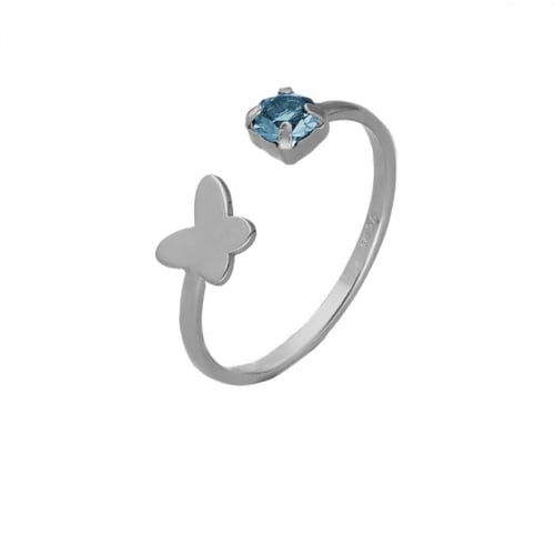 Cynthia Linet butterfly aquamarine ring in silver