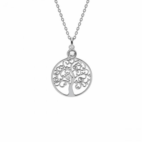 Tree crystal necklace in silver