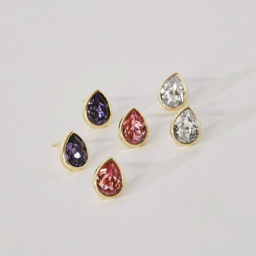 Essential XS tear crystal earrings in gold plating
