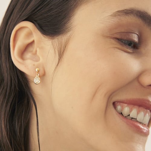 Essential XS tear crystal dangle earrings in gold plating