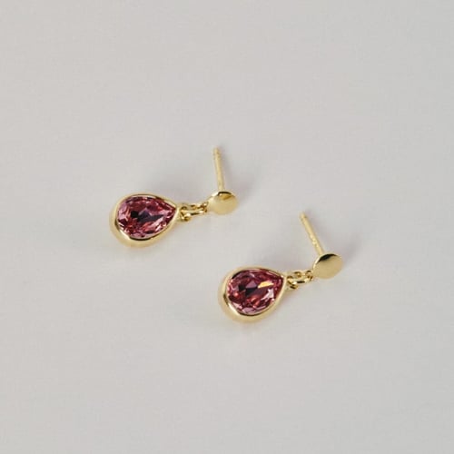 Essential XS tear light rose dangle earrings in gold plating