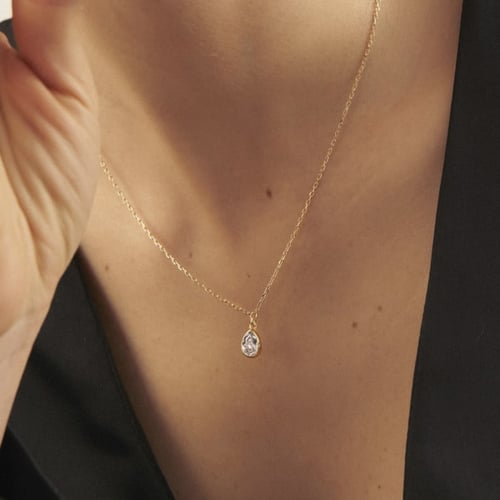 Essential XS tear crystal necklace in gold plating