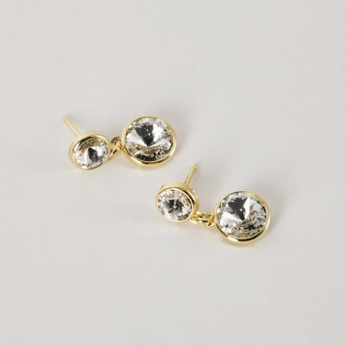 Basic XS double crystal crystal dangle earrings in gold plating