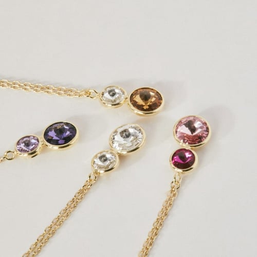 Basic XS double crystal crystal necklace in gold plating
