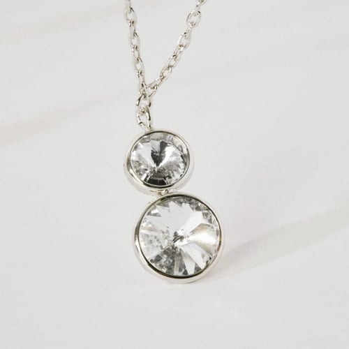 Basic XS double crystal crystal necklace in silver