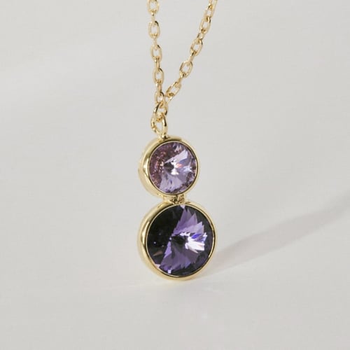 Collar cristal doble violet y tanzanite XS de Basic bañado en oro
