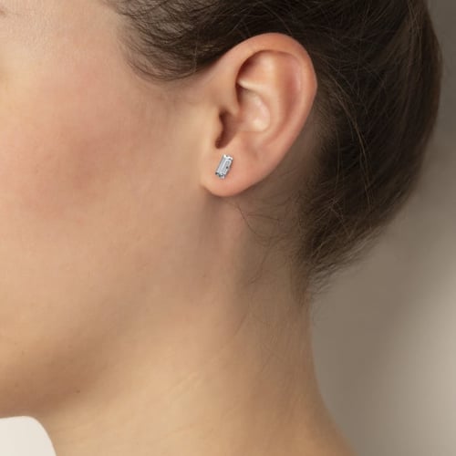 Macedonia rectangle crystal earrings in silver