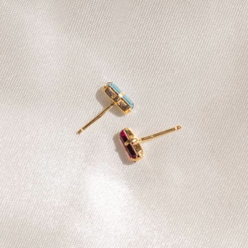 Macedonia rectangle aquamarine earrings in gold plating