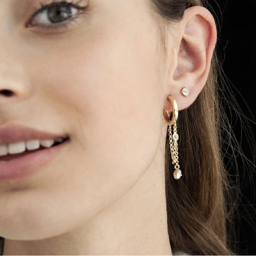Celina round jet earrings in gold plating