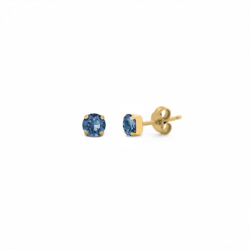 Celina round denim blue earrings in gold plating