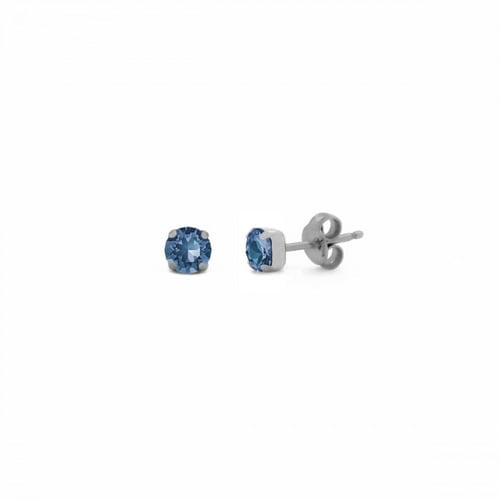 Celina round denim blue earrings in silver