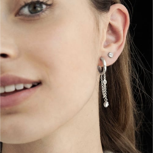 Celina round denim blue earrings in silver