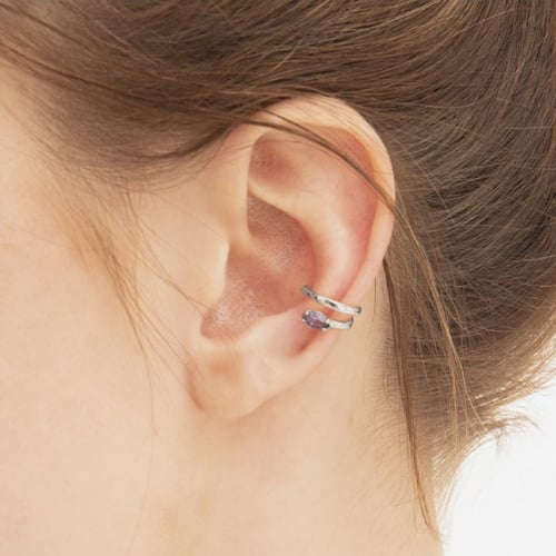 Tanzanite ear cuff earring in silver