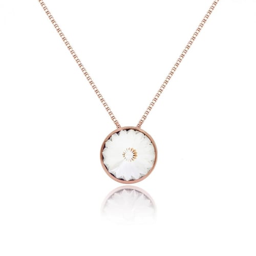 Basic crystal necklace in rose gold plating in gold plating
