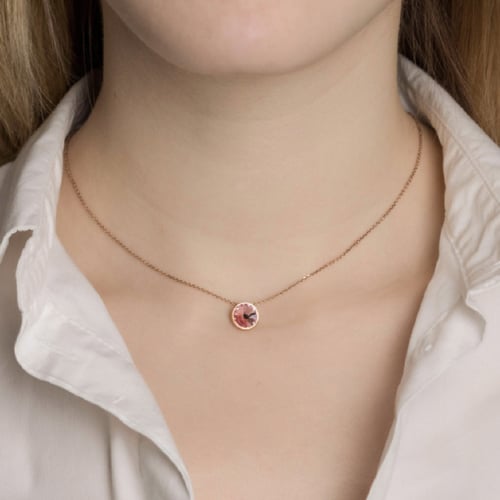 Basic crystal necklace in rose gold plating in gold plating