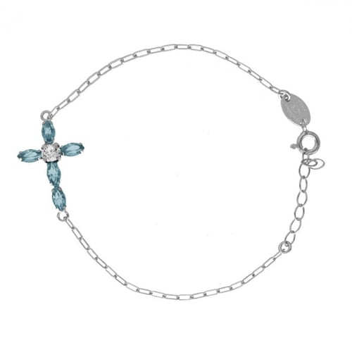 Las Estaciones cross aquamarine bracelet in silver.