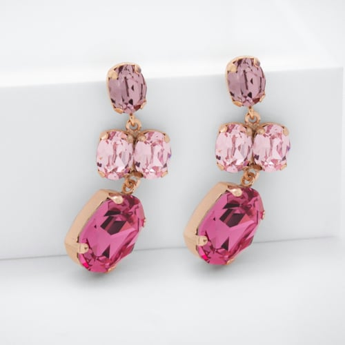 Celina oval royal red earrings in rose gold plating in gold plating