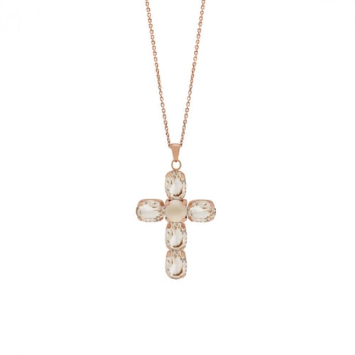 Poetic cross light silk necklace in rose gold plating in gold plating