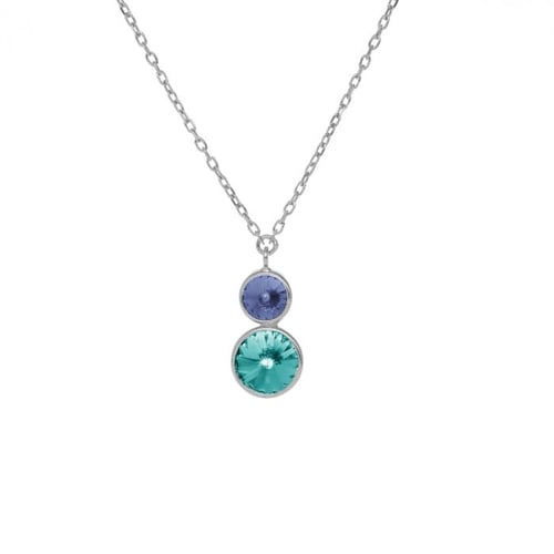 Collar cristal doble light sapphire y light turquoise XS de Basic en plata