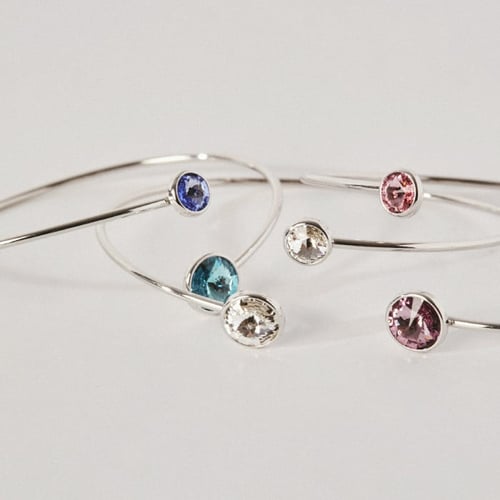 Basic XS double crystal light sapphire and light turquoise bracelet in silver